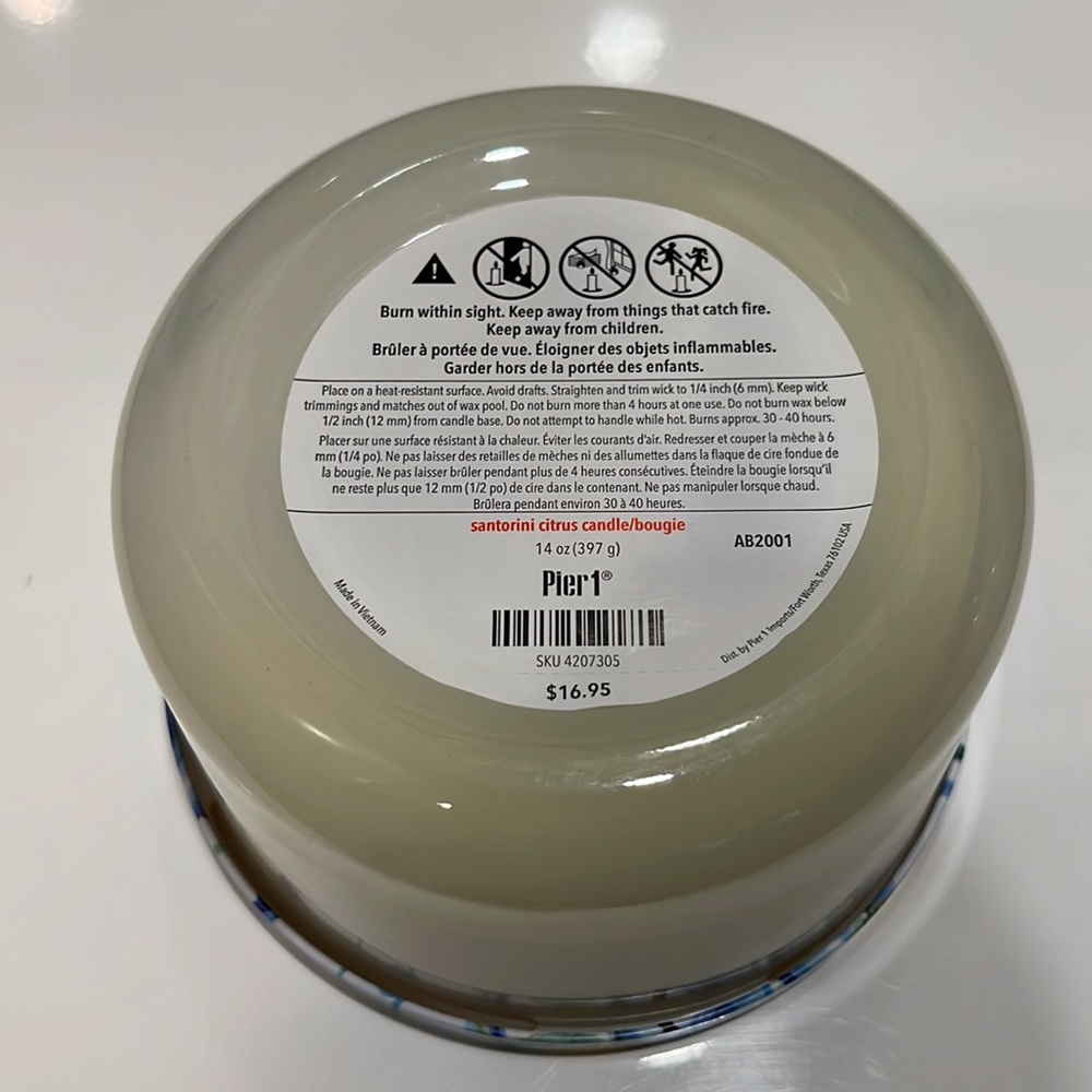 Pier 1 Santorini Citrus Candle Large 3 Wick NWT - 14 oz - Picture 4 of 5